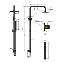 Round 200mm Twin shower with Square Gooseneck & Single Function Hand Shower